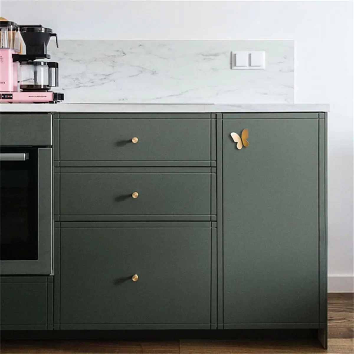 ABNH Brass Nordic Butterfly Handles, Punch-Free Installation of Wardrobe and Shoe Cabinet Drawer Handles