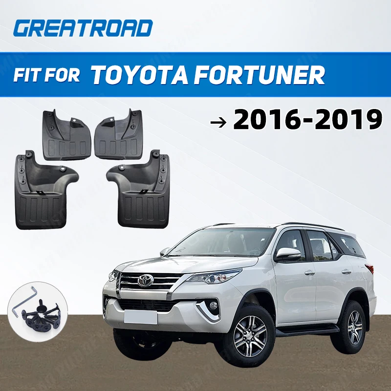 

4Pcs Mud Flaps Splash Guards For Toyota fortuner 2016 2017 2018 2019 Front and Rear Mudguards High Grade Semi-Rigid ABS Platic