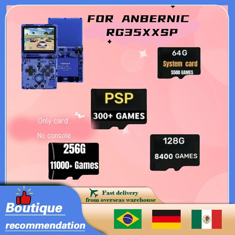 

For ANBERNIC RG35XXSP TF Card Memory Card 256G 300+ PSP Games Retro Handheld Games Card 10000+Games Preloaded Games Card