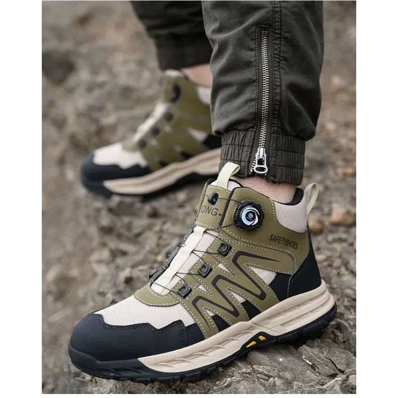 New Rotating Button Lazy Shoes, Wear-resistant and Anti Slip Steel Toe Cap, Anti Smashing and Anti Piercing Safety Shoes Durable