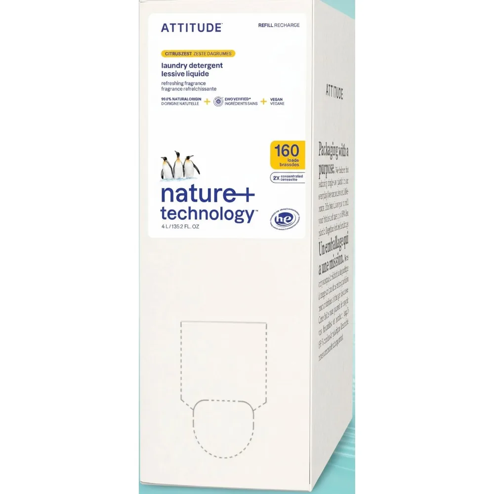 

Natural Plant-Based Laundry Detergent Refill, EWG Verified & Vegan, HE Compatible, Citrus Scent, 160 Loads