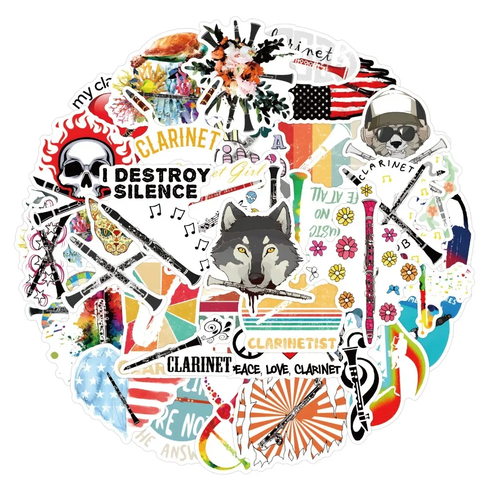 50 قطعة أدوات الكلارينيت ملصقات الكتابة على الجدران مواد حفظ الكتب الزخرفية أكواب أجهزة الكمبيوتر المحمولة ملصقات ألعاب الأطفال بالجملة #3
