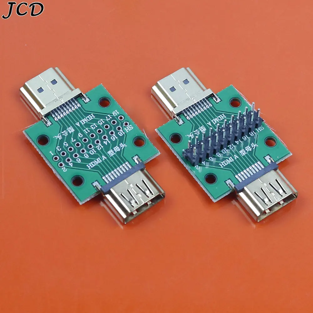 

JCD HDMI Male and Female Test Board MINI Connector with Board PCB 2.54mm pitch 19/20pin DP HD A Female To Male Adapter Board