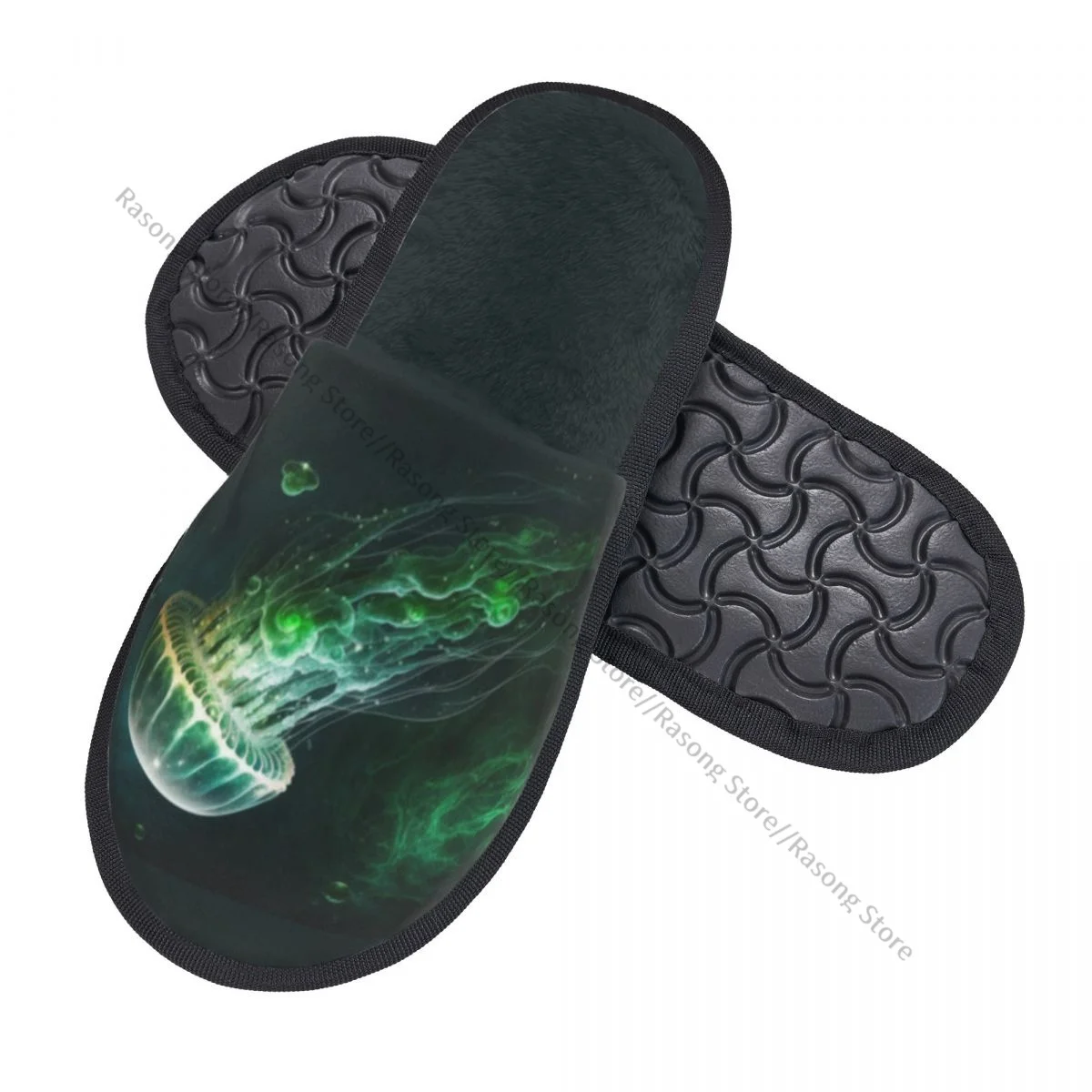 Jellyfish In Space Print Slipper For Women Men Fluffy Winter Warm Slippers Indoor Slippers