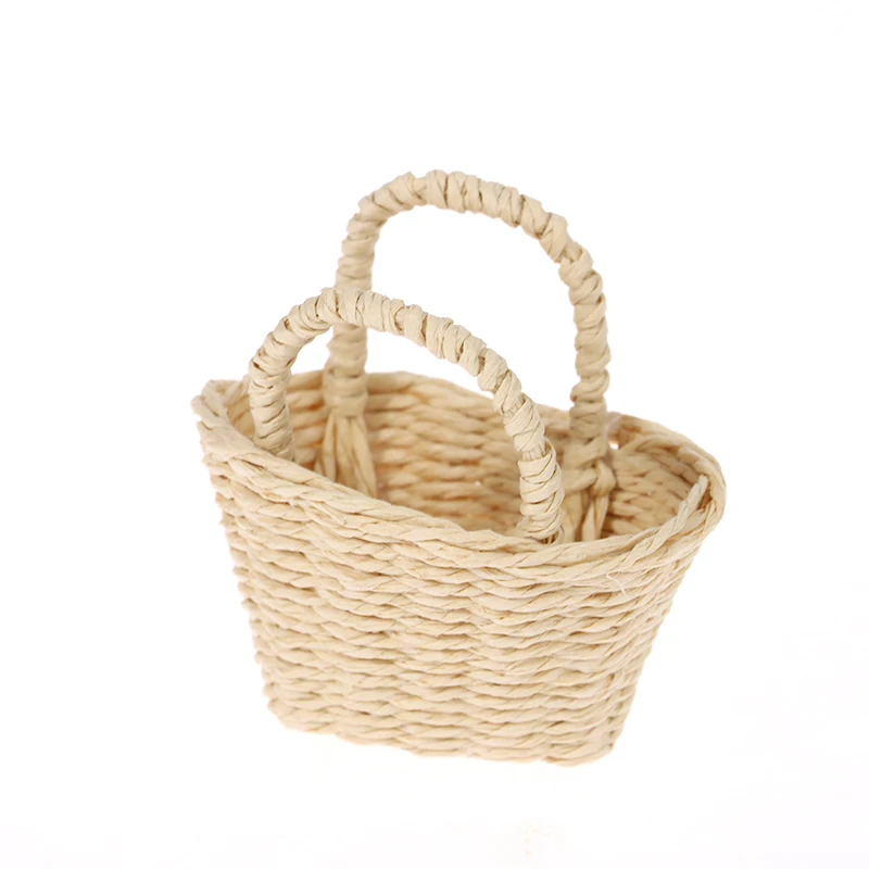 High Quality Mini Cute Dollhouse Rattan Frame Hand-woven Basket Cute Toys Dolls Miniature Decoration