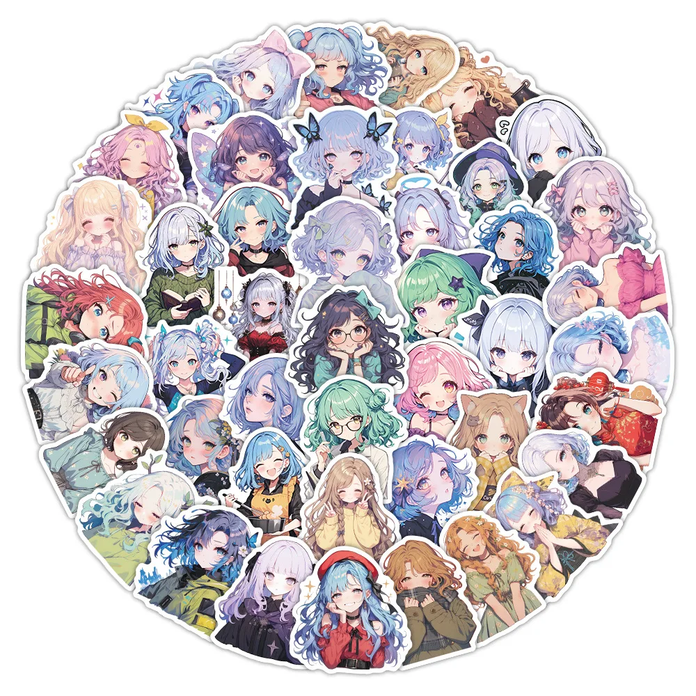 

10/54PCS Cute Girl Stickers Anime Style Girl Decals Cartoon The Heroine DIY ACGN Graffiti Toys Laptop Guitar Car Bike Skateboard