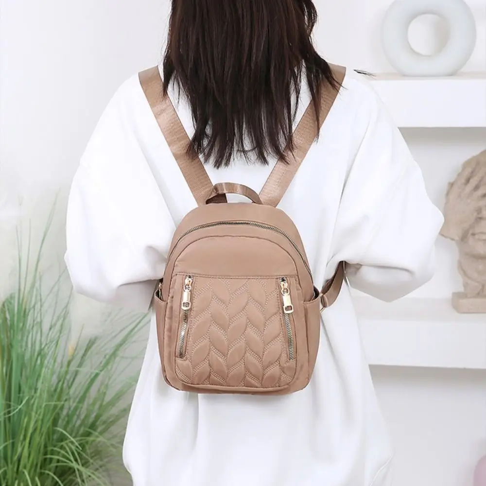 New Fashion Women Backpack Simple Casual Backpack Trend Travel Solid Color Nylon Bag Waterproof Lightweight Ladies Bag