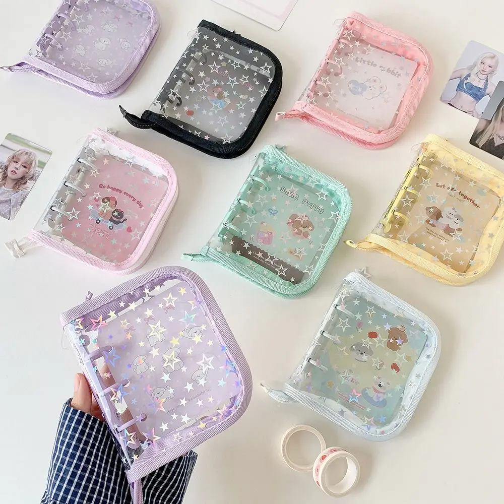 1pc Portable PVC A8 Card Binder Star Glitter Print Loose-leaf Kpop Photocard Holder 3 Inch Photo Album Journal & Collectibles