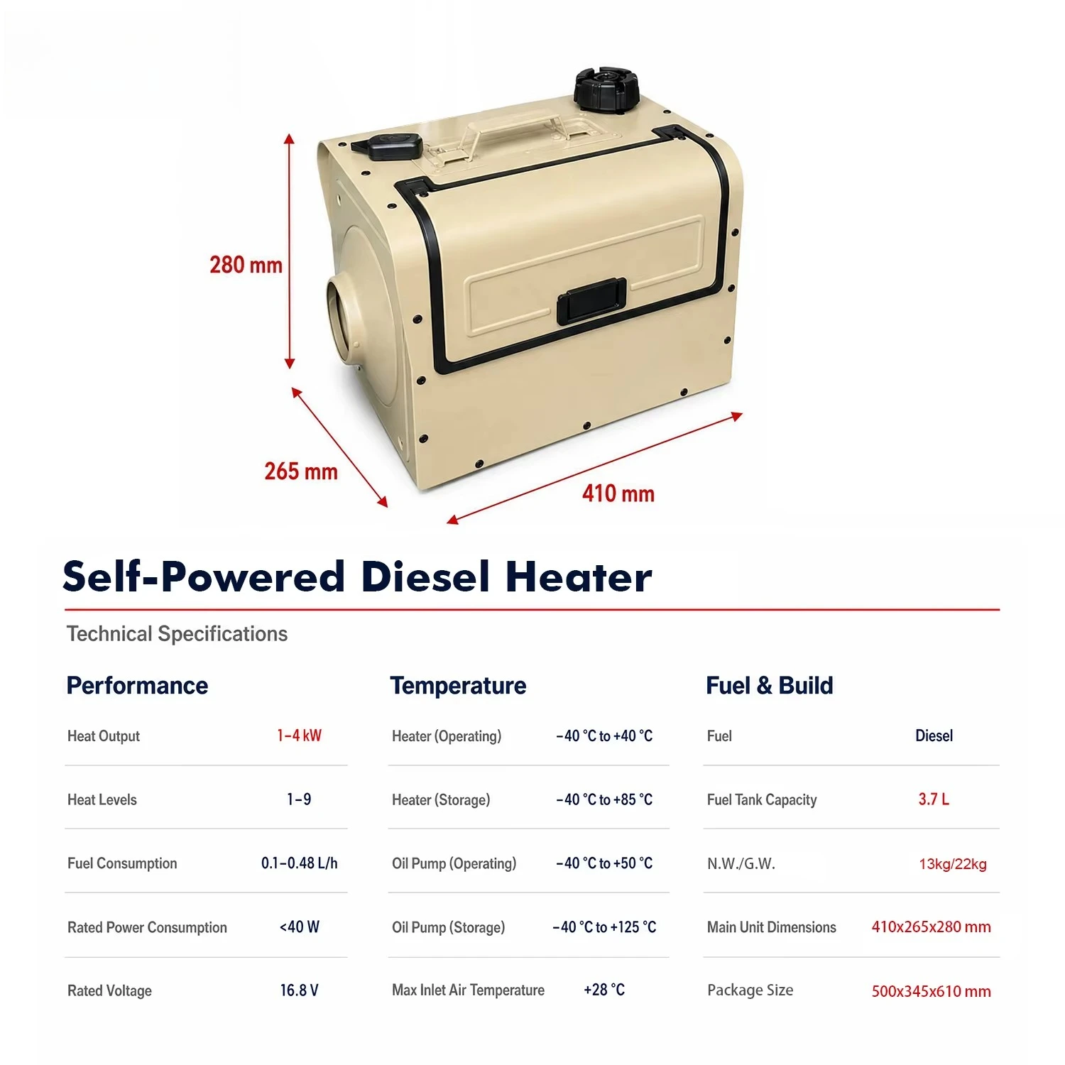 High-quality Portable Parking Heater, Self-powered air Heater Suitable for Camping, Trucks, and RVs.