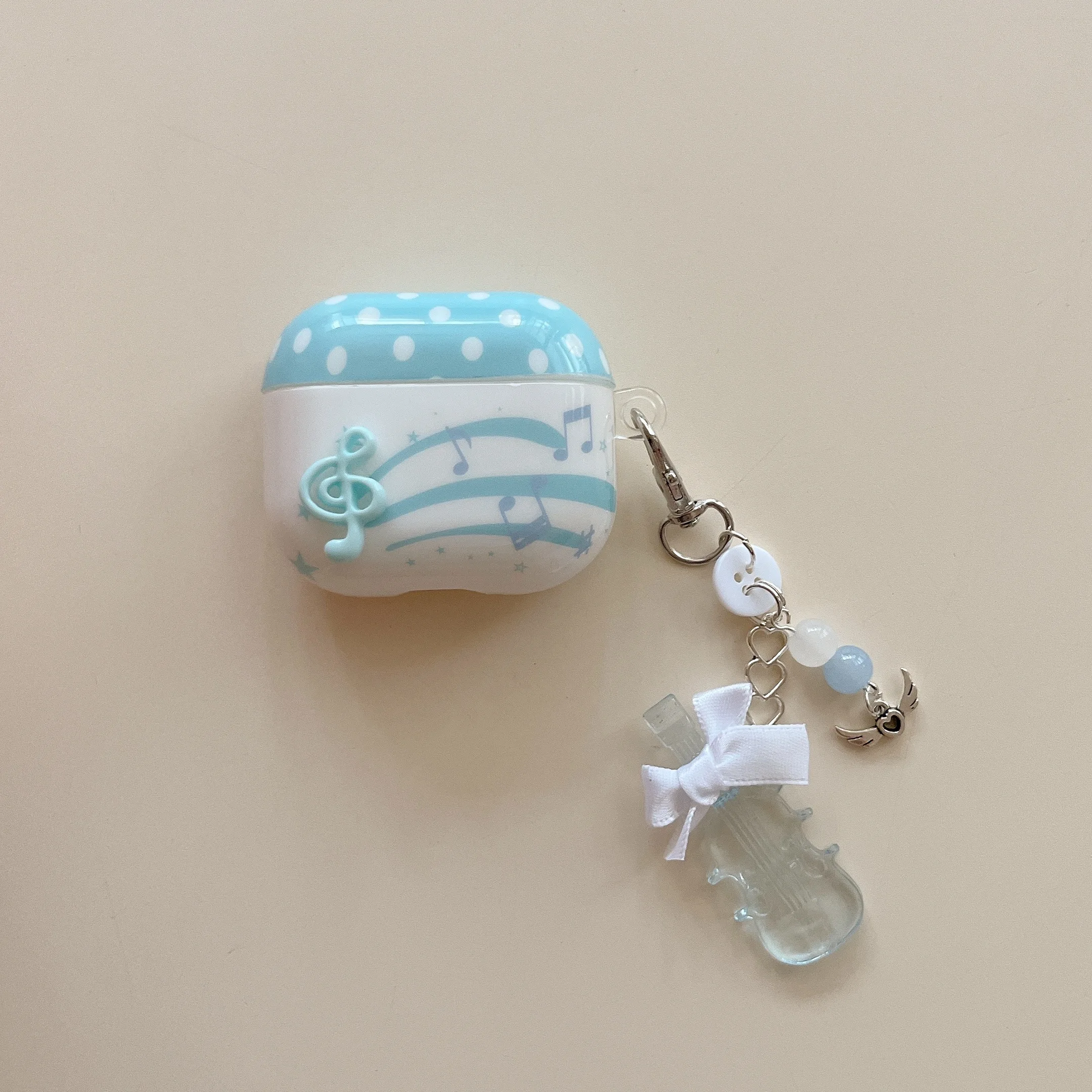 

Korean Style Blue Grid Pattern Colorful Flowers Bowknot Pendant Shock Proof Earphone Cover Case for AirPods Pro 3 2 3 4 Pro 3 2