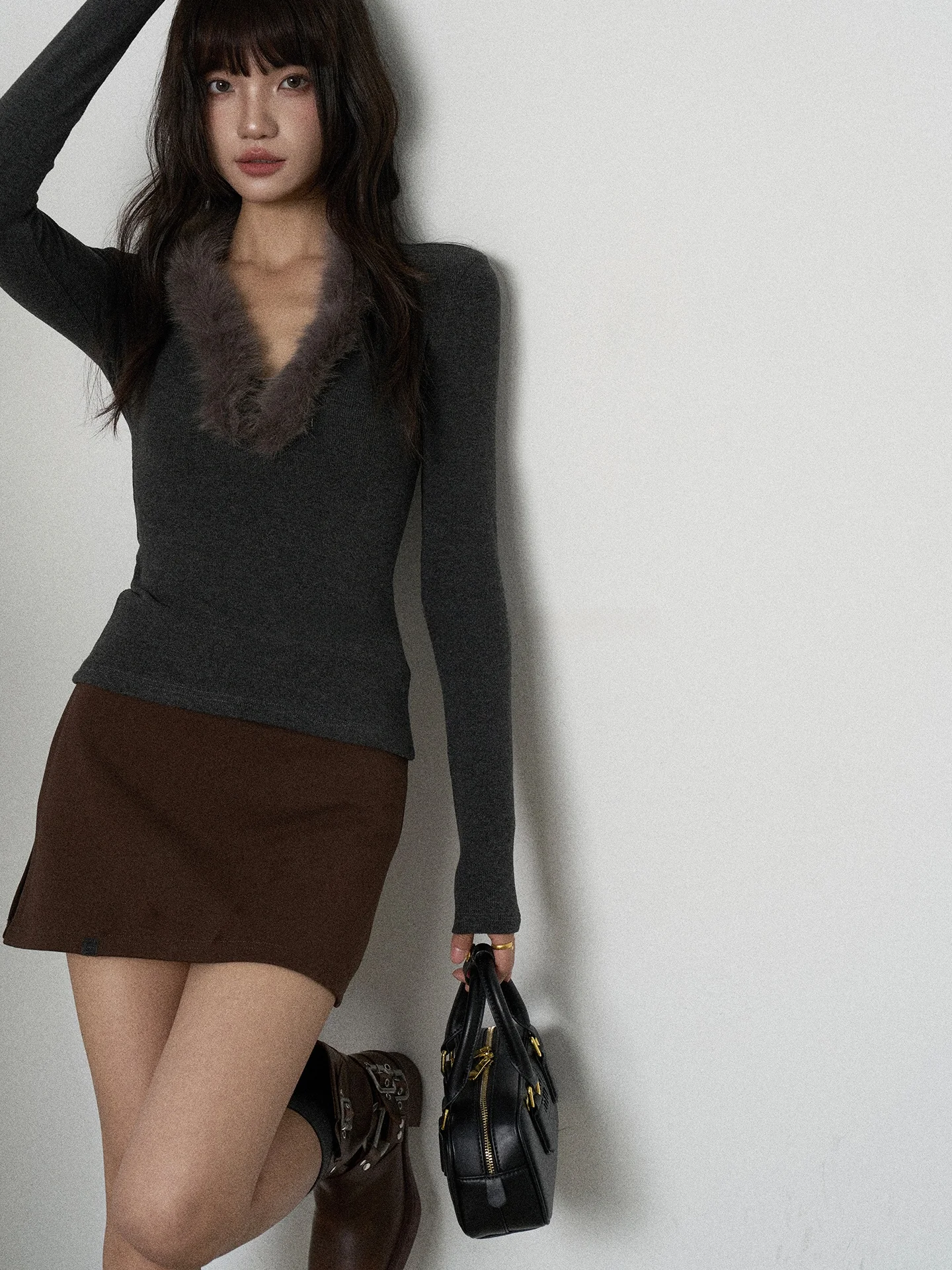 High Quality A-Line Split Straight Cut High Waist Half Skirt Pants Women Spring Fashionable Versatile Cotton Blend Skirt