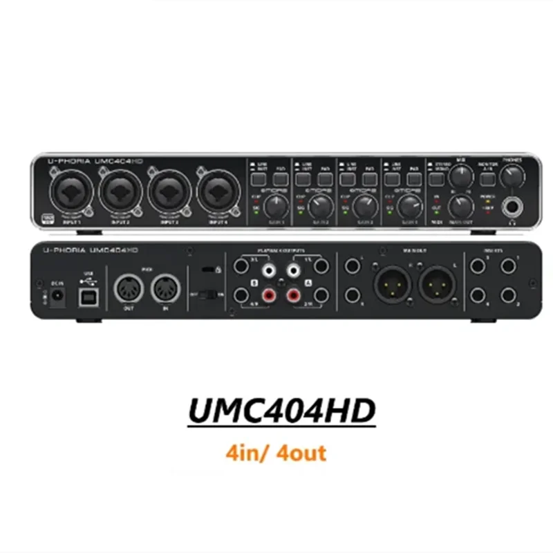 オーディオインターフェースBEHRINGER-UMC404HD,サウンドカード,エレキギター,ライブレコーディング,外部USB,ミディインターフェイス,マイク,プリアンプ