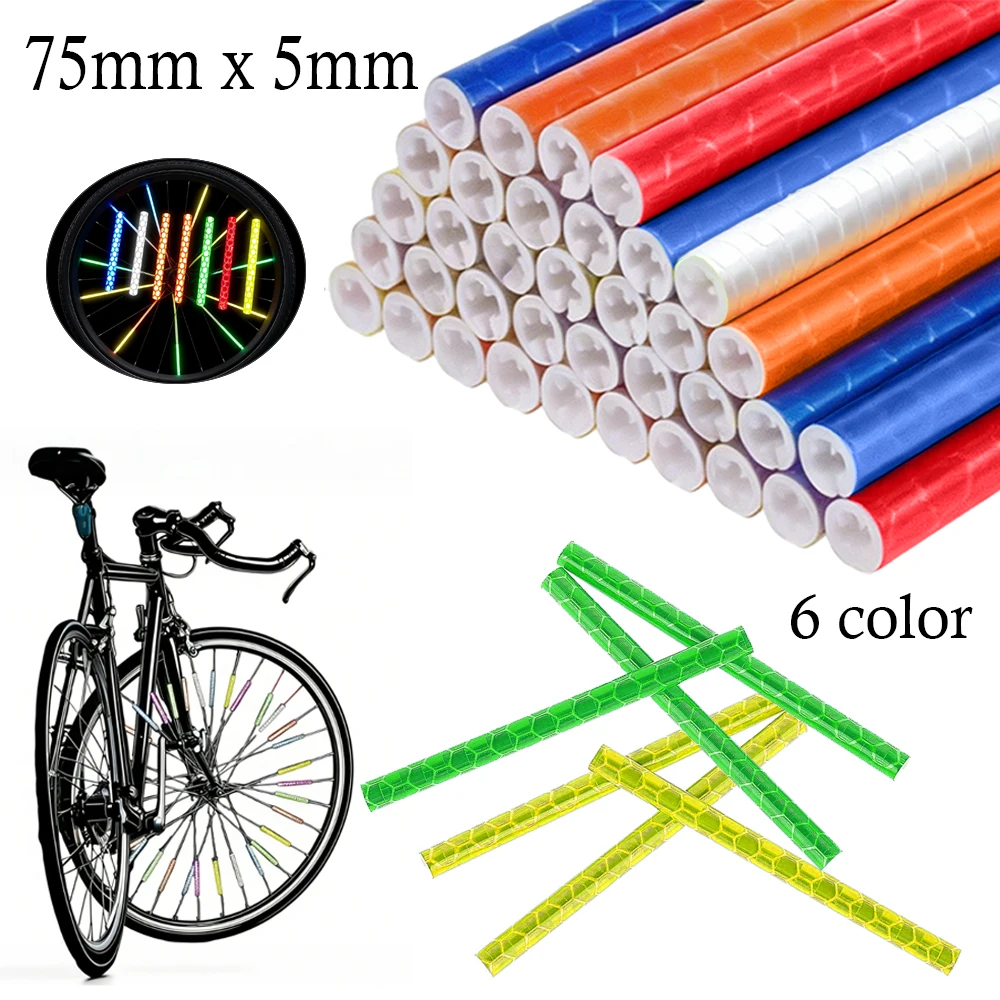 AliExpress NONE 12-72pcs Bicycle Wheel Spokes Reflective Sticker Colorful Tube Warning Safety Light DIY Reflector Reflective Safety Kit