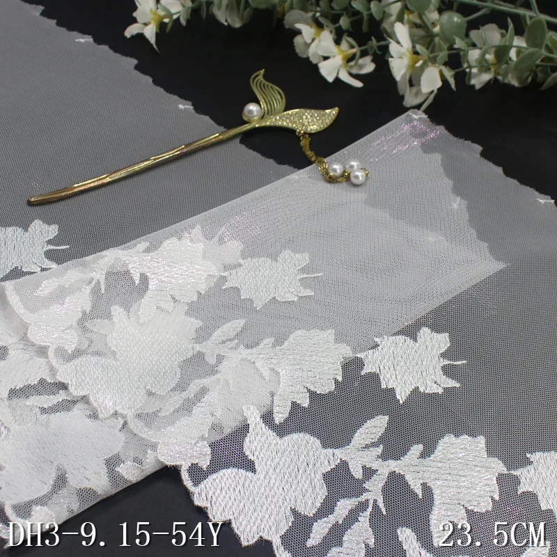 

31 Yards White Floral Embroidery Lace Trim Skirt Hem For Clothes Sewing Accessories Lingerie Dress Sleeve 23.5cm