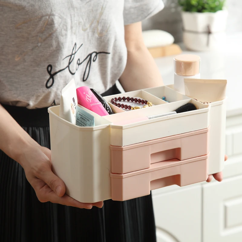 

New Drawer-type Cosmetics Storage Box Plastic Desktop Home Dressing Table Jewelry Mini Organizing Box