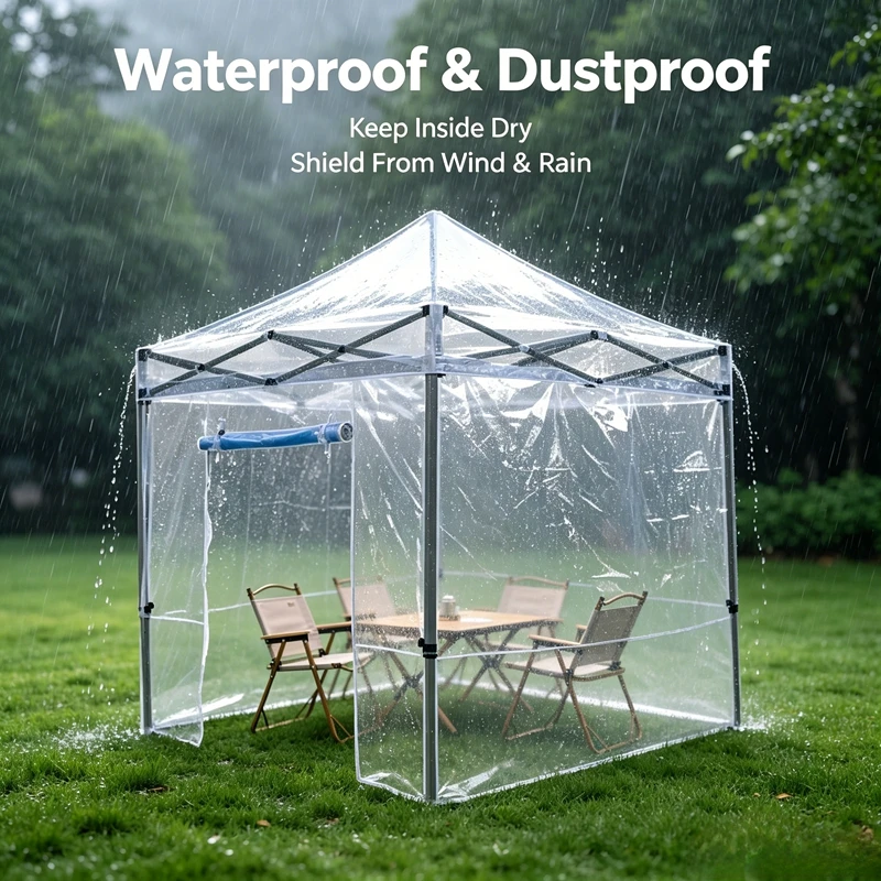 Clear Canopy Tent Cover Fully Transparent Tarpaulin for Stall Storage Waterproof Windproof Insulated Shelter No Frame