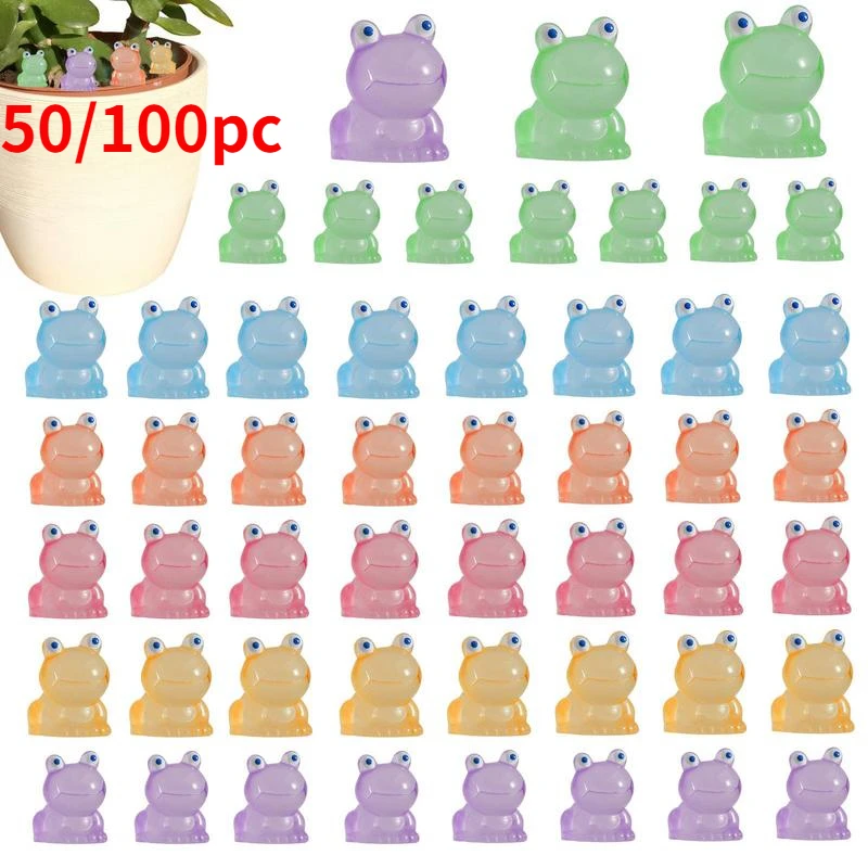 

50/100pc Luminous Mini Resin Frogs Colorful Mini Tiny Frog Ornament Frogs Decor for DIY Projects Garden Dollhouse Home Decor