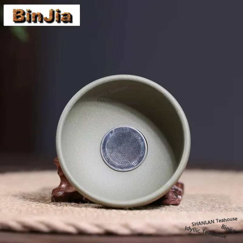 

Yixing Zisha Bean Green Clay Tea Separator Infusor Zen Tea Strainer Dispenser Tea Maker Tea Filter Teaware Accessories Craft