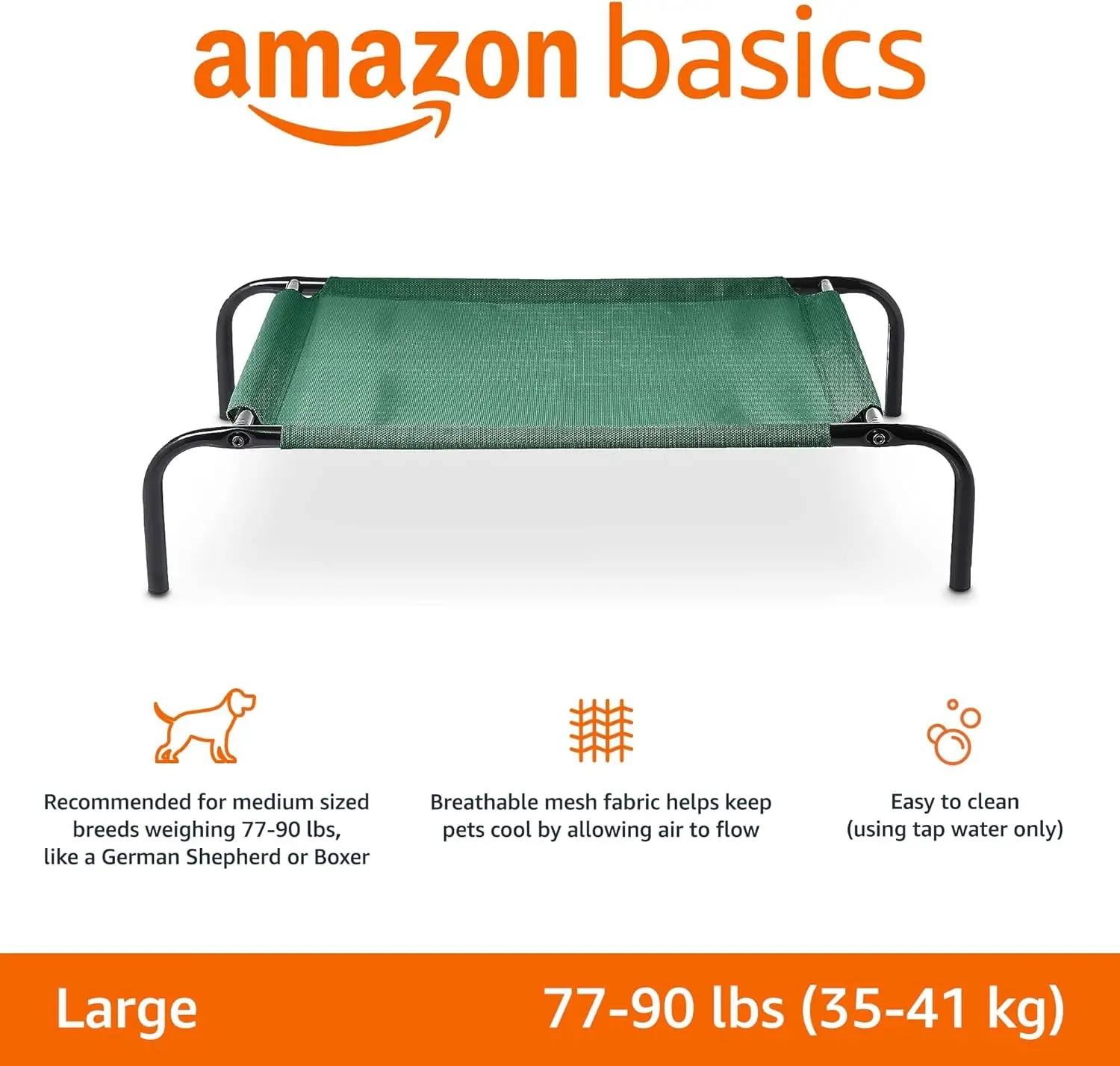 Cooling Elevated Pet Bed, Large (51 x 31 x 8 Inches), Green