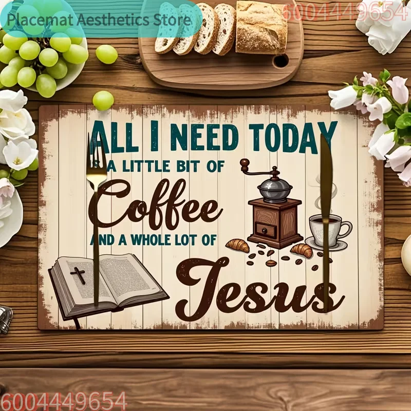 A Piece of Coffee and Jesus Kaffeemaschinenmatte, rutschfeste Kaffeematte, Küchen-Abtropfmatte, Küchen- und Isoliermatte, Küchenmatten