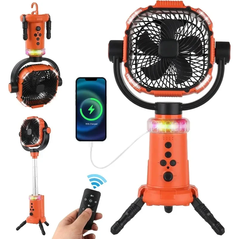 40000mAh Battery Powered Fan Camping Fan Essentials, Portable Fan Battery Powered Fan,28” Retractable Stand