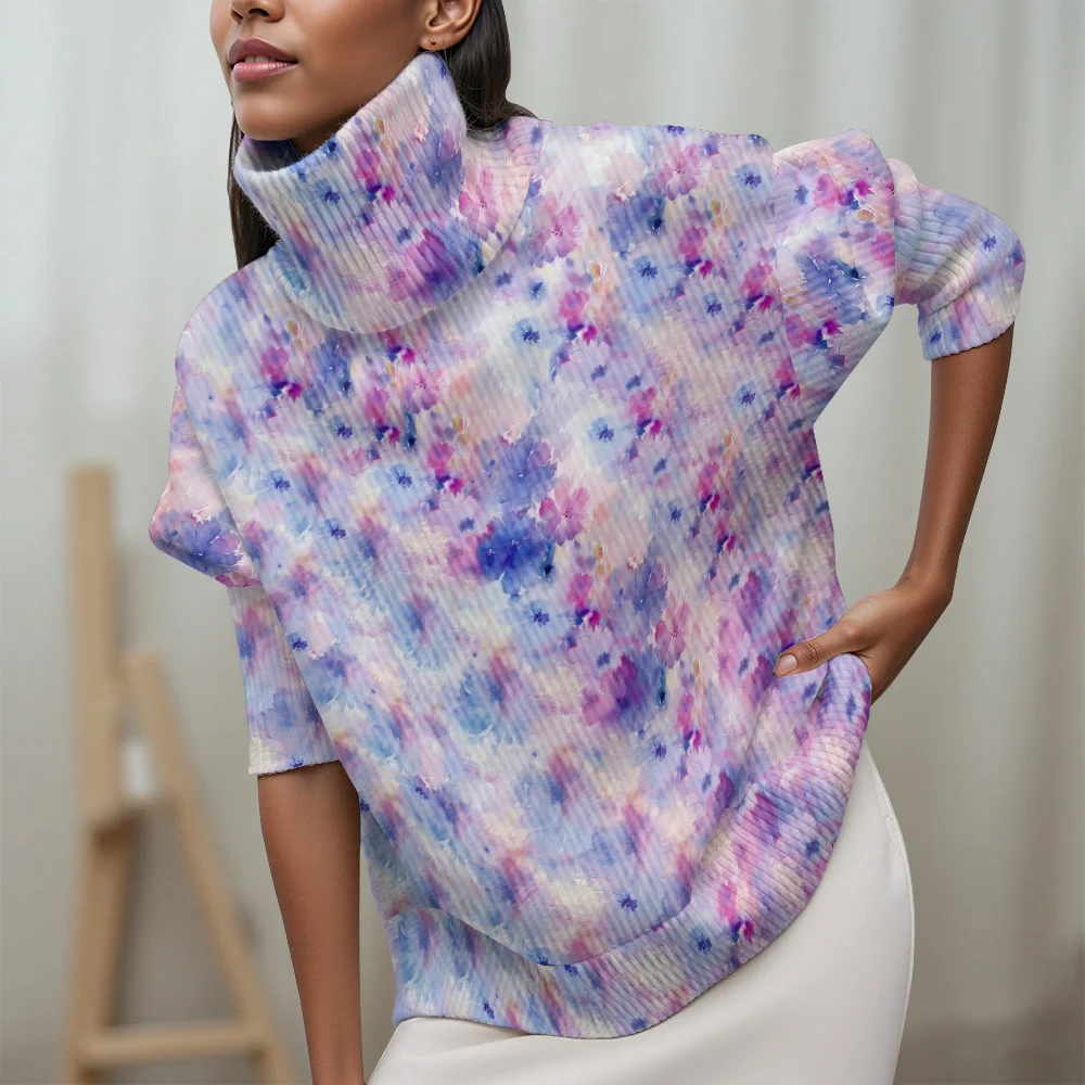 Suéter feminino casual floral elementos florais de cor clara suéter feminino 2025 novo suéter feminino de manga comprida