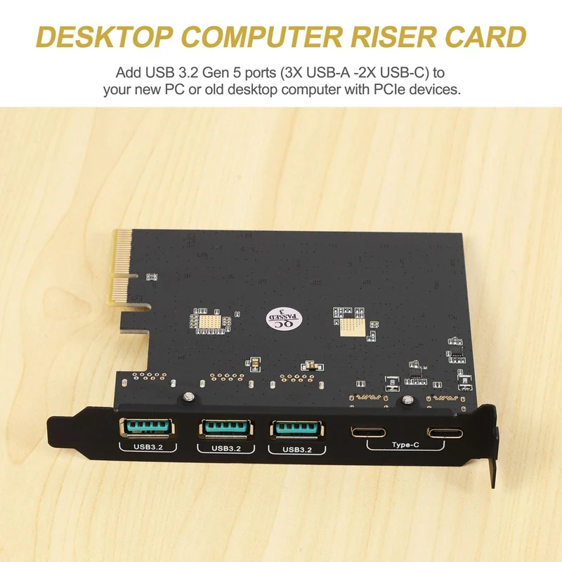 Pcie To USB 3.2 Gen 2 Card With 10Gbps Bandwidth 5-Port (3X USB-A -2X USB-C) Converter PCIE Splitter For Windows 10/8