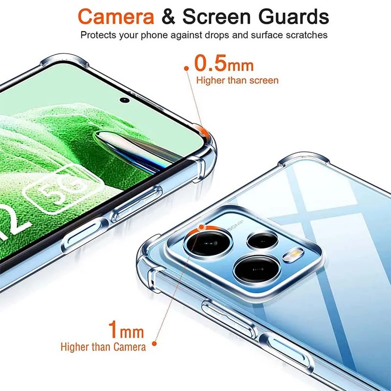 Clear Case For Xiaomi Redmi Note 12 5G Note 12 Pro Plus Thick Shockproof Soft Silicone Phone Cover for Redmi Note 11 11S 10S 10