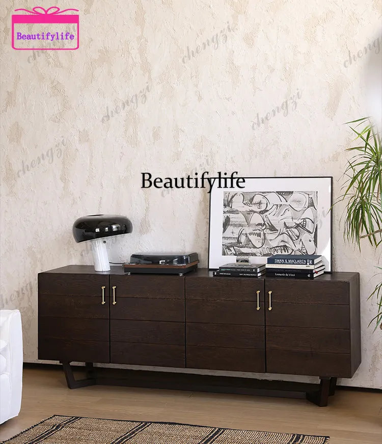 a55 Nordic medieval expression retro, solid wood can be stored storage display TV cabinet
