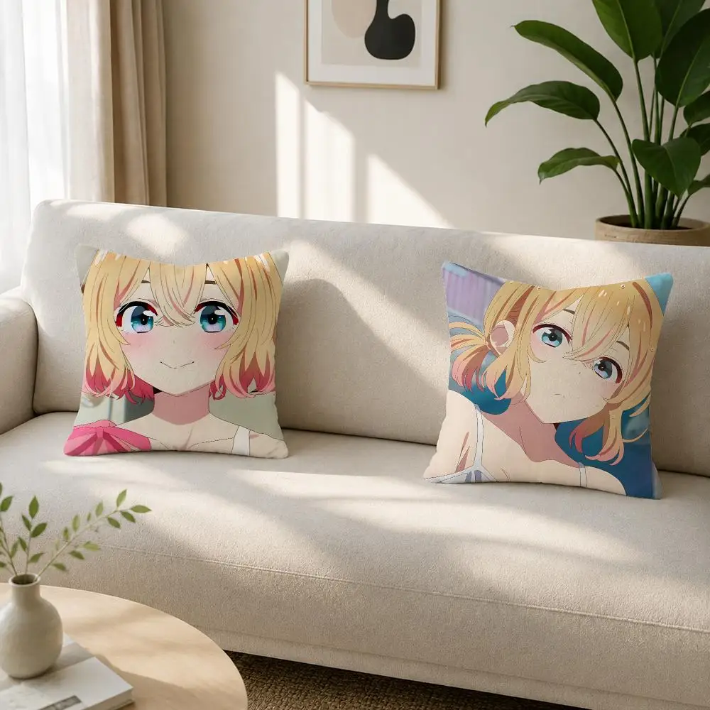 Anime Rent-A-Girlfriend Cushion Cover Soft Plush Cushion Covers Fluffy Throw Pillow Cases for Sofa Bedroom Home Decor