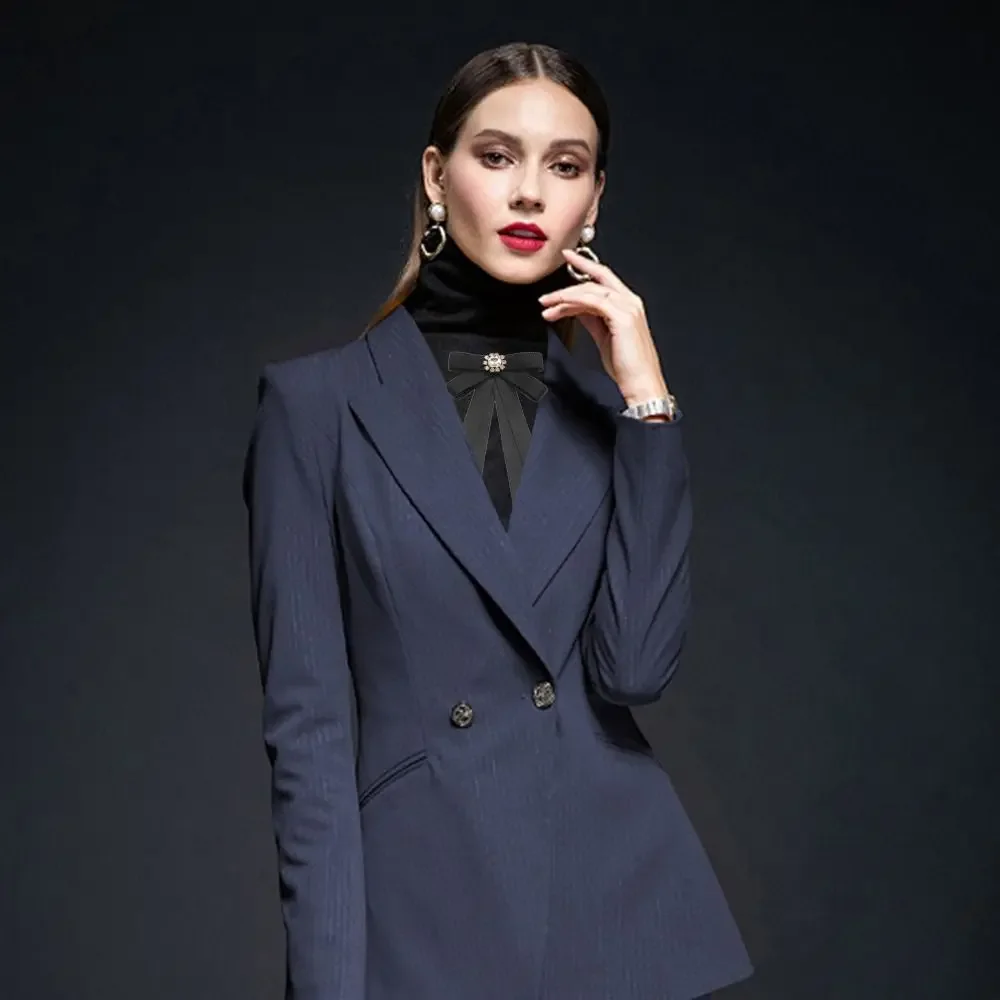 College Style Butterfly Knot Adjustable Elastic Band Simple Slim Rhinestone Shirt Bow Tie Solid Color Business Dress