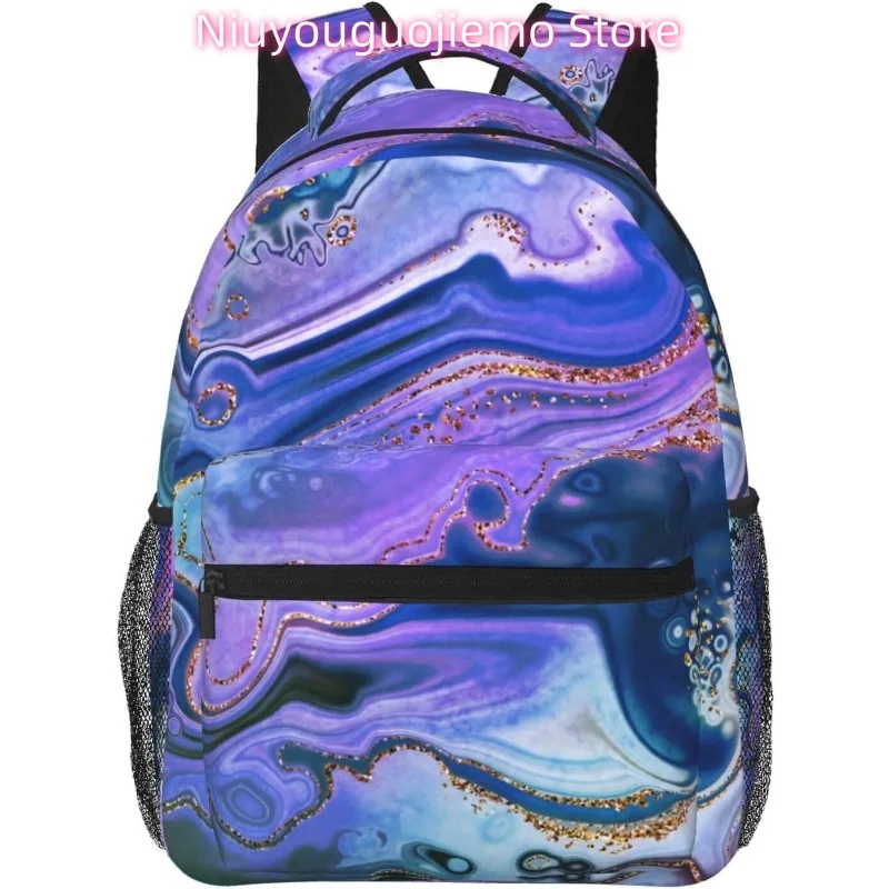 

laptop bag back to school Purple Fractal Marble Lightweight Laptop Backpack Lightweight Multipurpose Travel Casual Daypack Unis