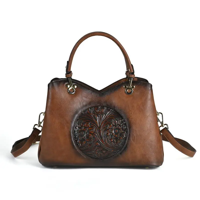 

New 2025 Traditional Chinese Style Retro Embossed Colored Trendy One-shoulder Crossbody Bag Fashion Big-capacity Women Handbag