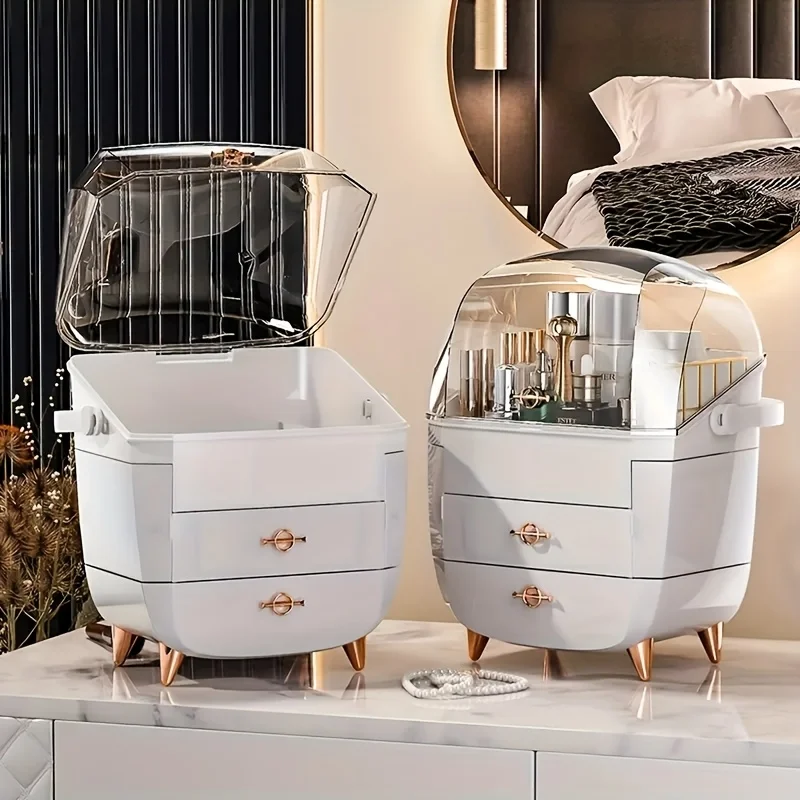 

PGY акриловый косметический органайзер, настольный ящик для хранения косметики, ящик большой емкости, пыленепроницаемый туалетный столик, органайзеры для губной помады и масок