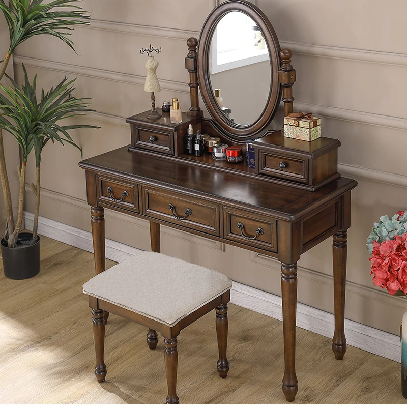 Vintage Makeup Dressing Table Wooden New Advanced Dressing Table Europeanism Stylish Pentiadeira Feminina Bedroom Furniture