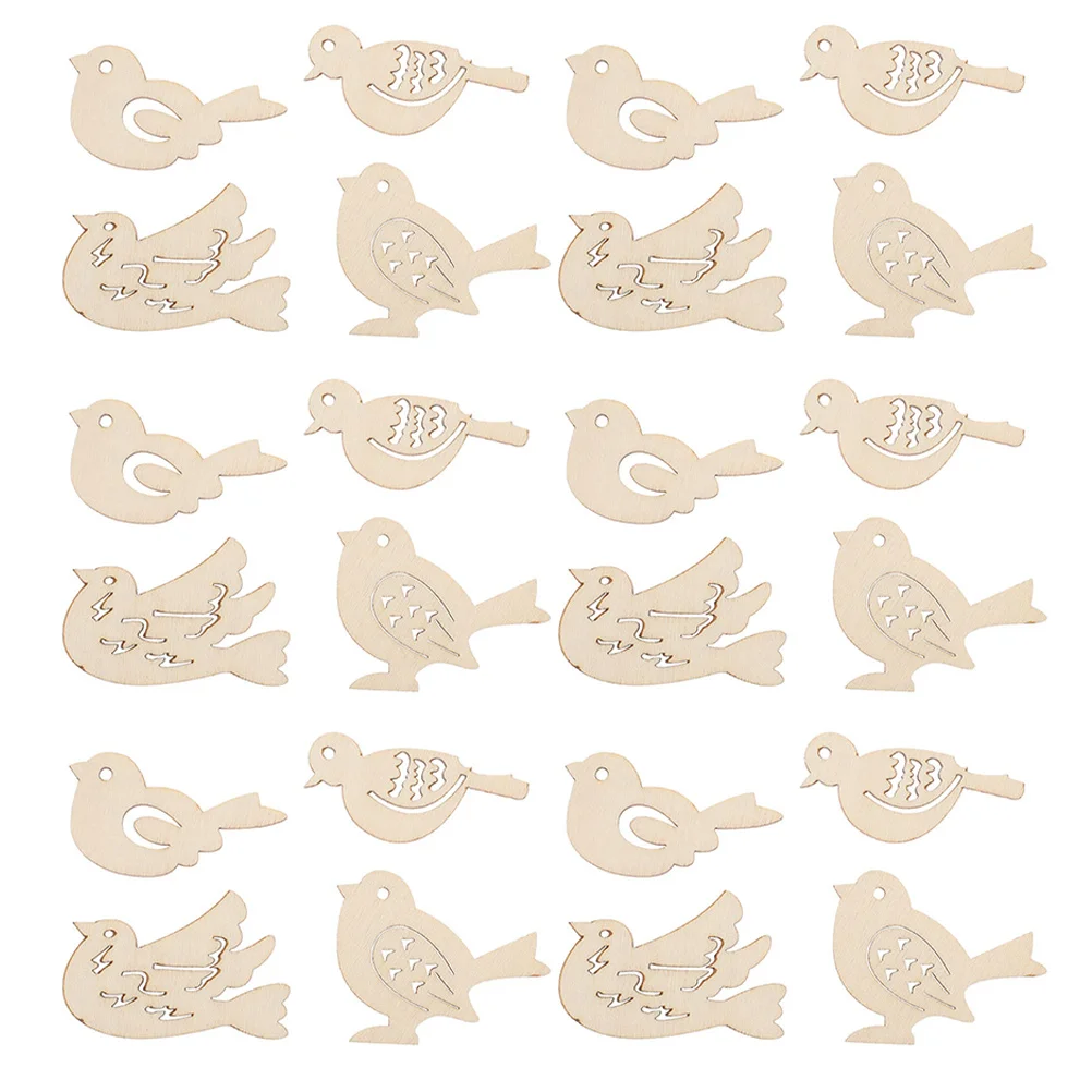 

150pcs Wooden Bird Pendants Mini Bird Shaped Slices Hand Painted Diy Craft Kits For Home Wall Decor Bedroom Wedding Party