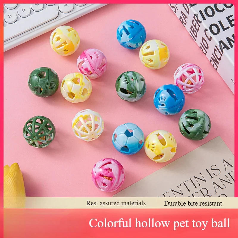 

Pet Toy Ball Cat Colored Plastic Double Color Ball 3.8cm Bell Ball Cat Toy Supplies