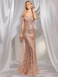 XUIBOL Luxury Champagne Sequins Evening Dress For Women 2024 Female Guests Elegant Wedding Party Prom Cocktail Dresses Vestido