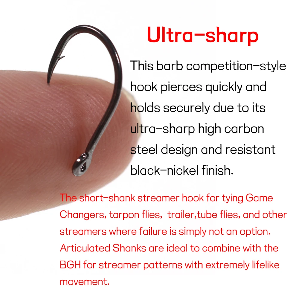 Hot 30pcs short shank Big Game Hunter streamer hooks for tying game changers&tarpon fly&tube flies high strength fly tying hooks