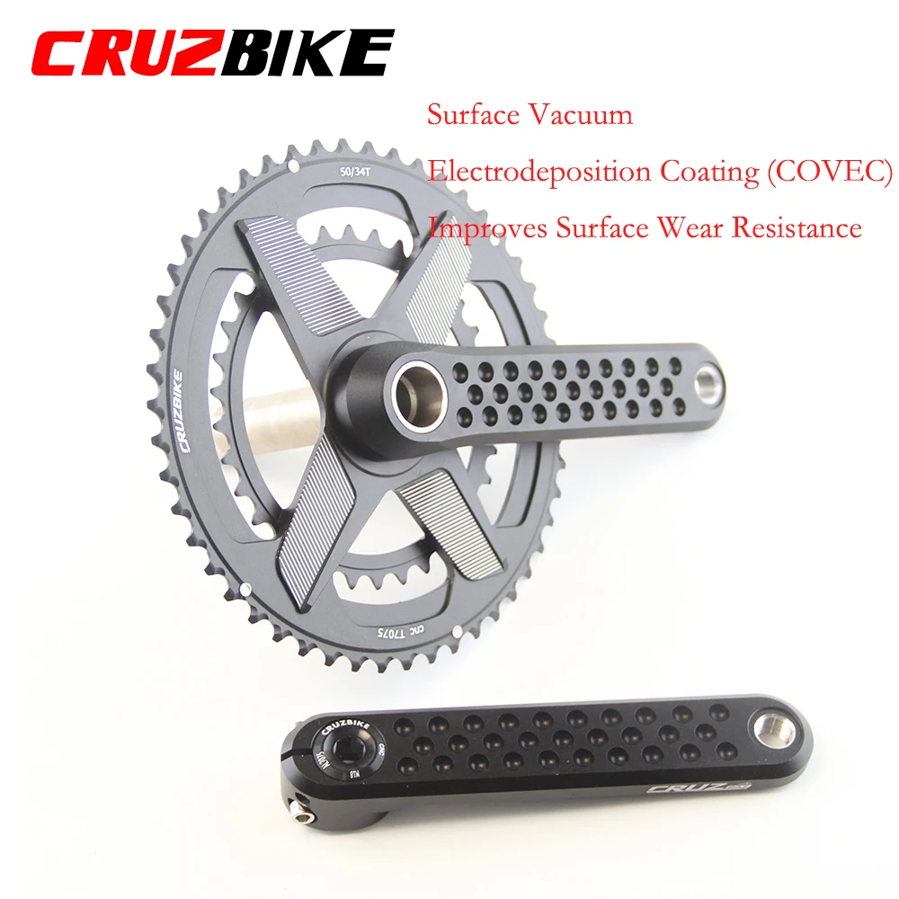 CRUZbike Road Bike Crankset 155/160/165/170/ Crank 9/10/11/12 Speed Double Chainring 46-30/48-32T with Bottom Bracket