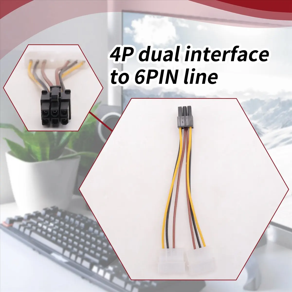 【SPECIAL OFFER】A Dual 4-Pin Molex IDE to 6 Pin PCI-E Graphic Card Power Connector Cable Adapter