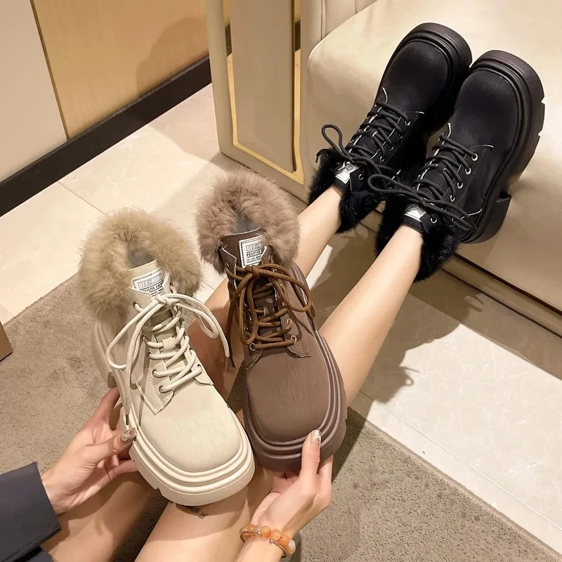الشتاء المرأة الدافئة أفخم الثلوج الأحذية عالية الجودة الباردة برهان أحذية غير رسمية عالية الجودة الاتجاه بولي Leather جلد النساء حذاء من الجلد بوتاس Mujer #6