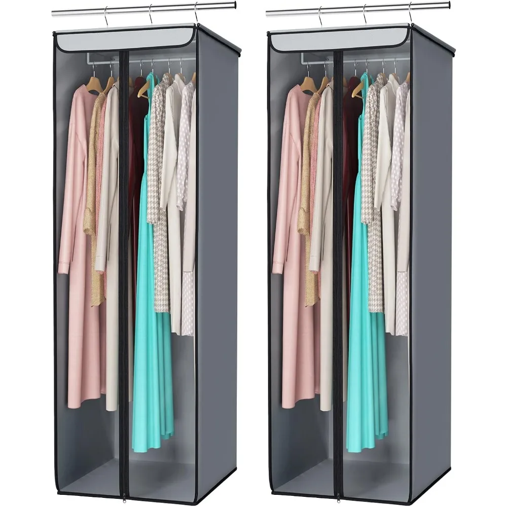 

Premium Hanging Garment Bags for Large Clothes Storage, Clear Window Organizer for Closet
