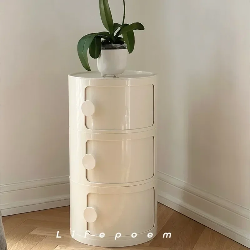 

MOMO Medieval Style Combination Storage Nightstand Colorful Dopamine Cream With Handles Kids Room Multi-tier Storage Cabinet