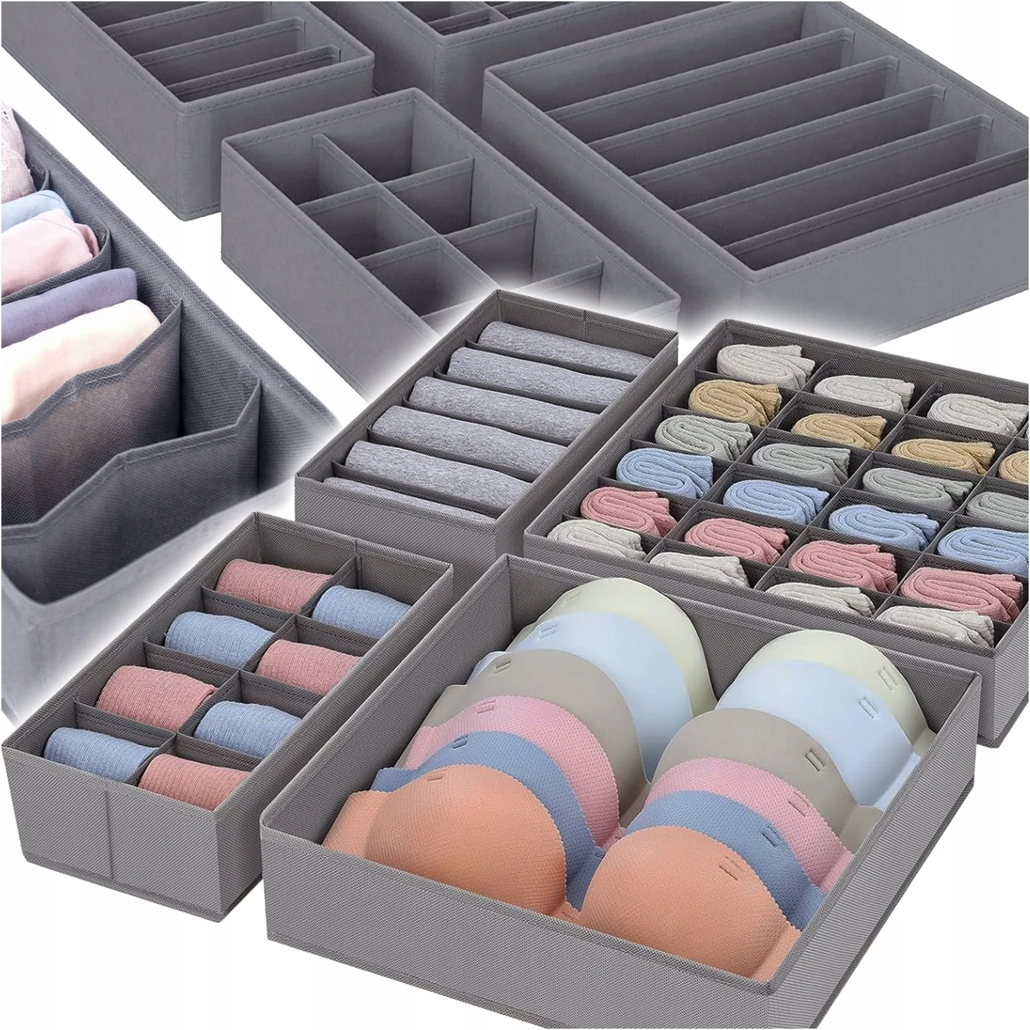 Ondergoedlade-organizer set 4-delig, kastcompartiment voor het opbergen van bh's, sokken, onderbroeken, voor thuis, slaapkamer, modern, praktisch, betrouwbare opbergoplossing voor thuis, compact,