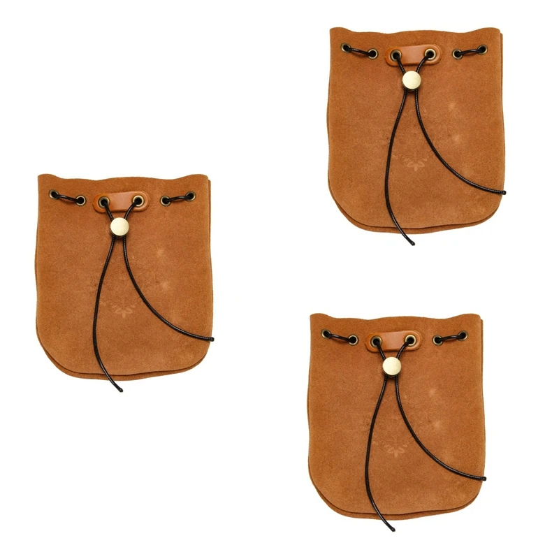 

3X Outdoor Leather Cheap Coin Purse Coin Bag Drawstring Pouch Calabash Jewelry Packing Bags