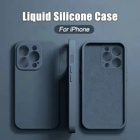 Apple IPhone 16 15 14 13 12 11 Pro Max 고급 액체 실리콘 전화 케이스 소프트 케이스 충격 방지 범퍼 커버 전화 액세서리
