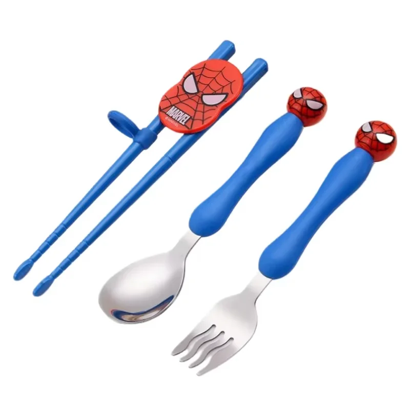 Marvel Spider-Man cartoon silicone spoon fork chopsticks creative handsome cool practice chopsticks children\'s tableware gift