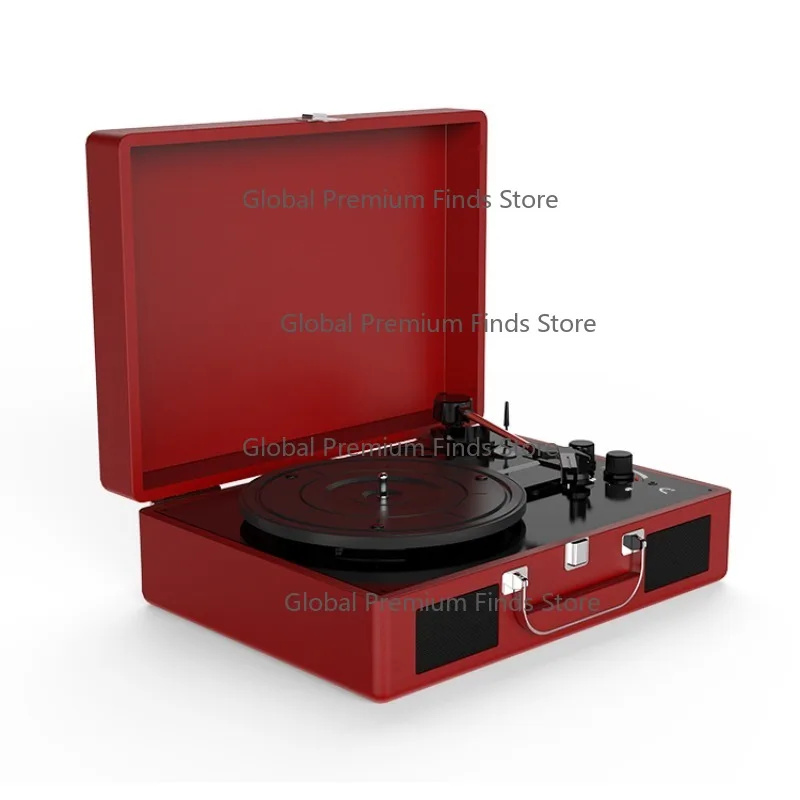 Built-in Speakers 3 Speeds Suitcase Wireless Porta-ble Blue Tooth LP MP3 USB TF Vinyl Phonograph RecordsTurntable Player Speaker
