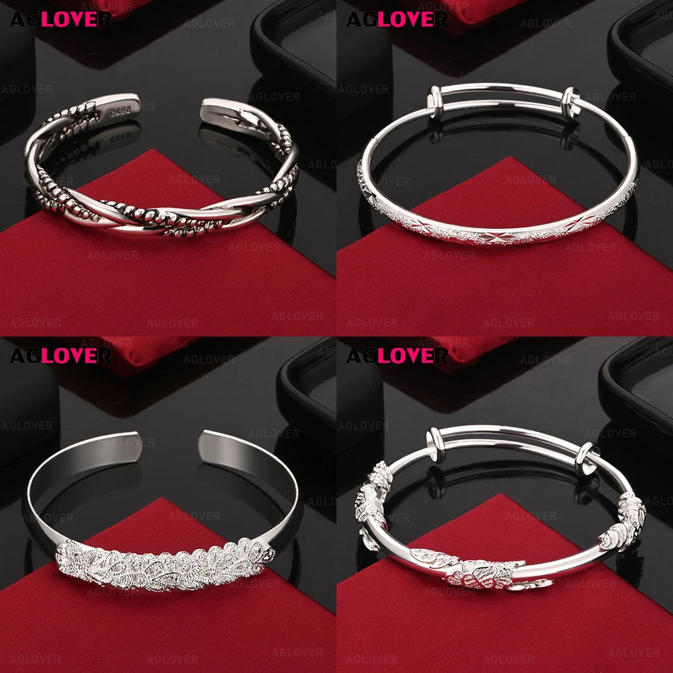 

AGLOVER 925 Sterling Silver Peacock Open Bracelet Women Noble and Elegant Anniversary Gift Jewelry